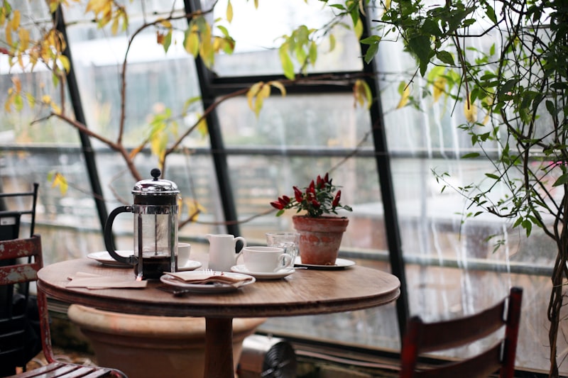 Outdoor table with coffee